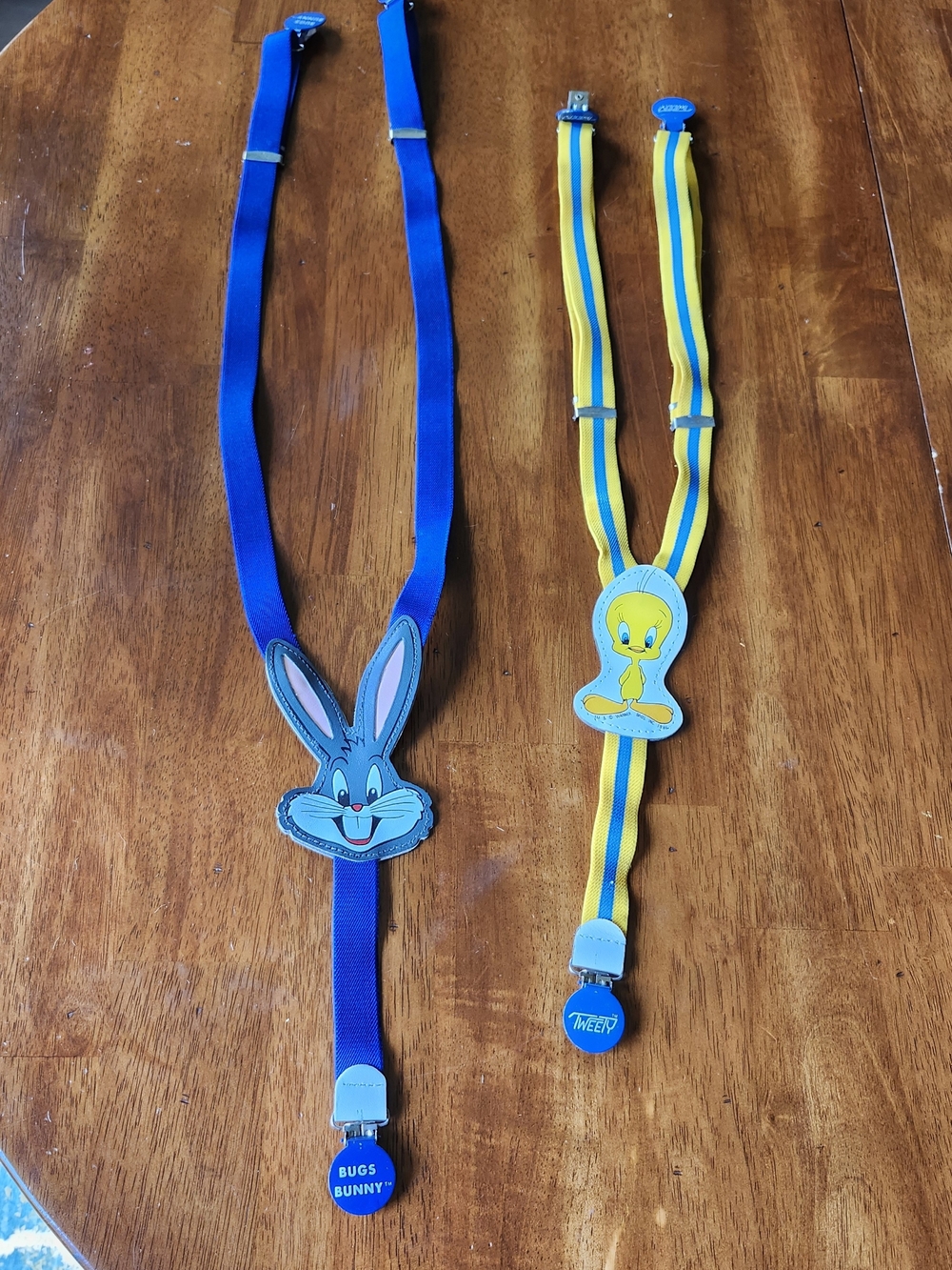 Vintage 1986 Warner Bros. Kids Blue Bugs Bunny Suspenders - Blue & Yellow Tweety